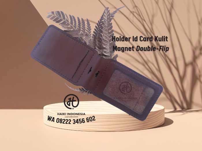 holder id card kulit magnet double flip